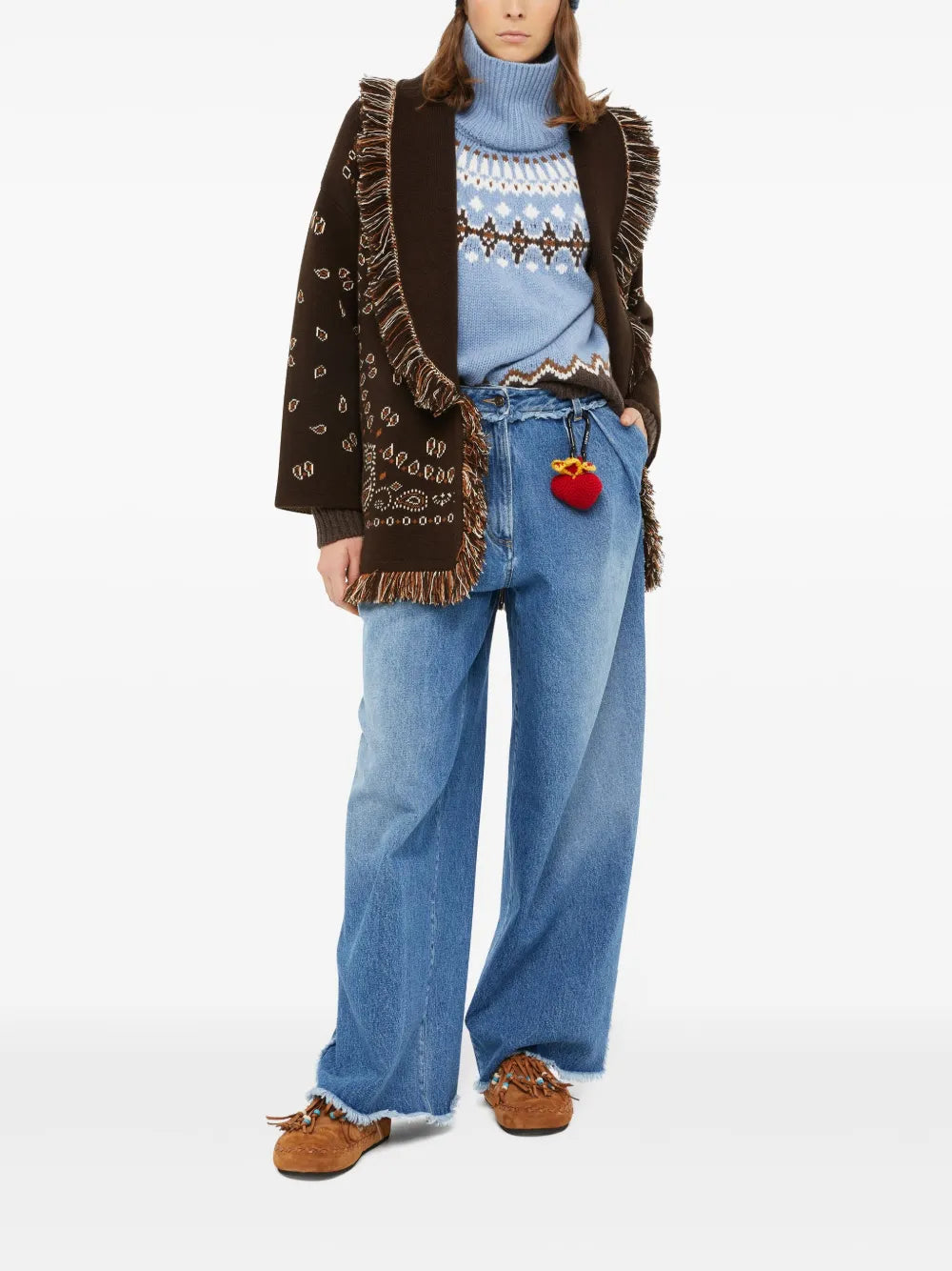 Bandana-Pattern Cashmere Cardigan