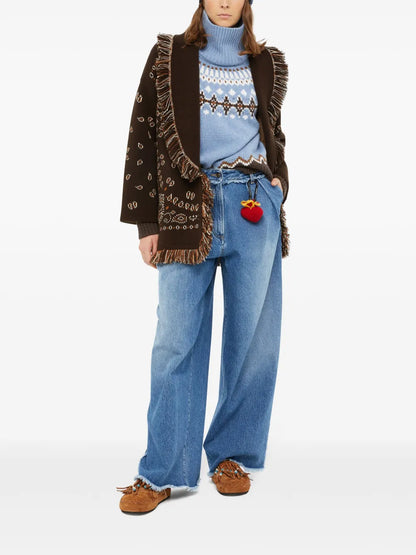 Bandana-Pattern Cashmere Cardigan
