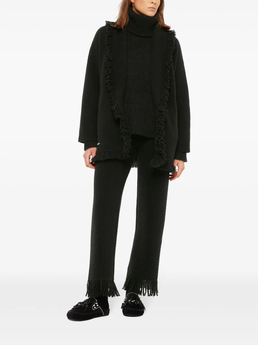 Fringed-Edge Cashmere-Blend Cardigan