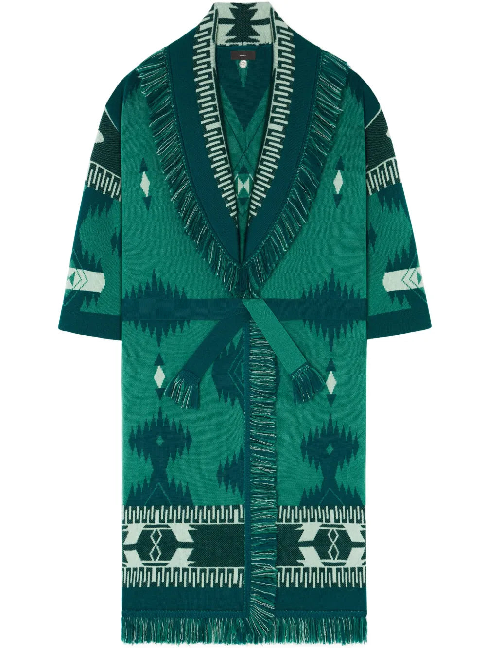 Patterned-Jacquard Virgin-Wool Cardigan