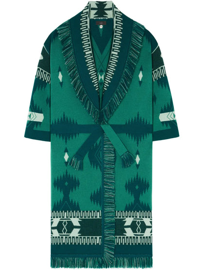Patterned-Jacquard Virgin-Wool Cardigan