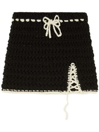 Crochet-Knit Wool Skirt
