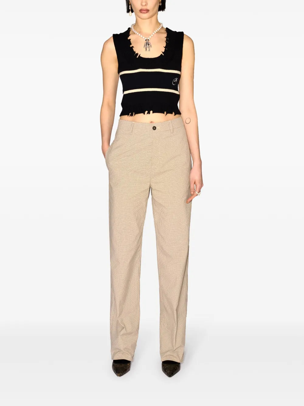 Raw-Cut Knitted Top