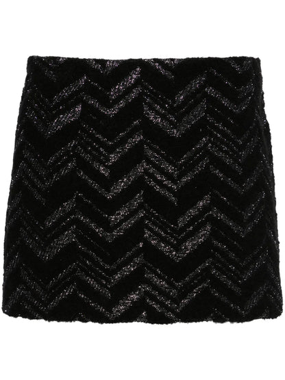 Zigzag-Woven Lurex-Detailed Miniskirt