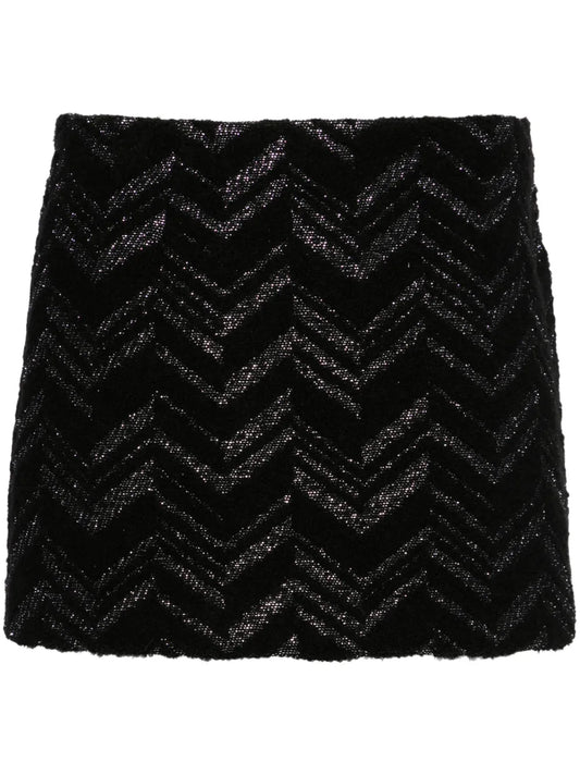 Zigzag-Woven Lurex-Detailed Miniskirt