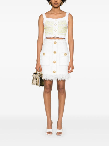 High-Waist Tweed Miniskirt