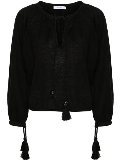 Tassel-Detail Linen Top