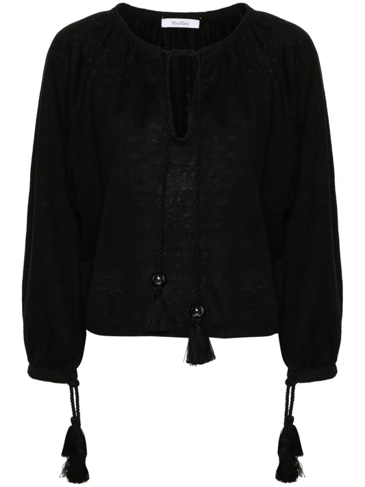 Tassel-Detail Linen Top