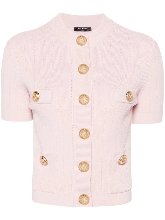 Four-Pocket Cropped Cardigan