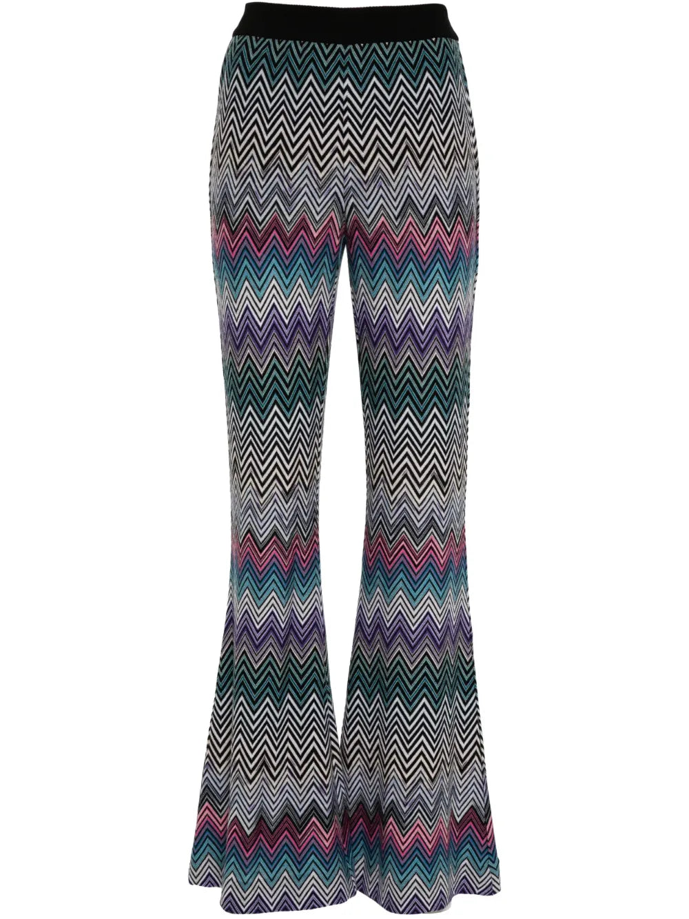 Zigzag Woven Wool Flared Trousers