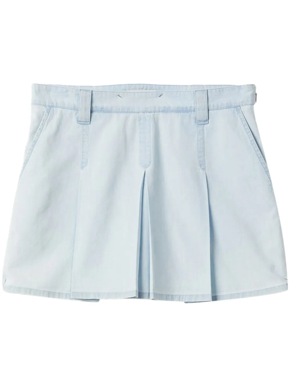 Low-Rise Pleated Chambray Skirt