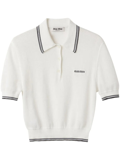 Stripe-Detail Polo Top
