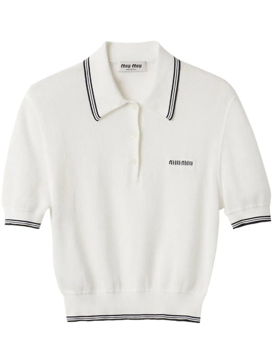 Stripe-Detail Polo Top