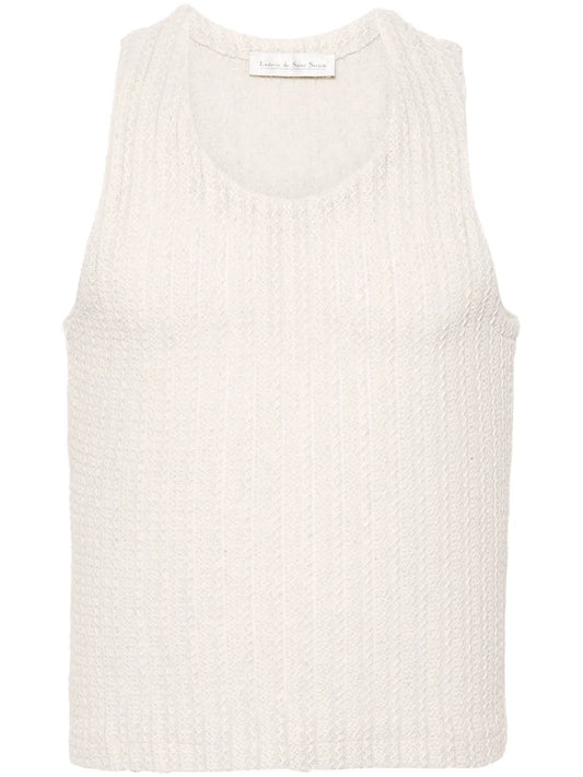 Open-Knit Cotton-Belnd Tank Top