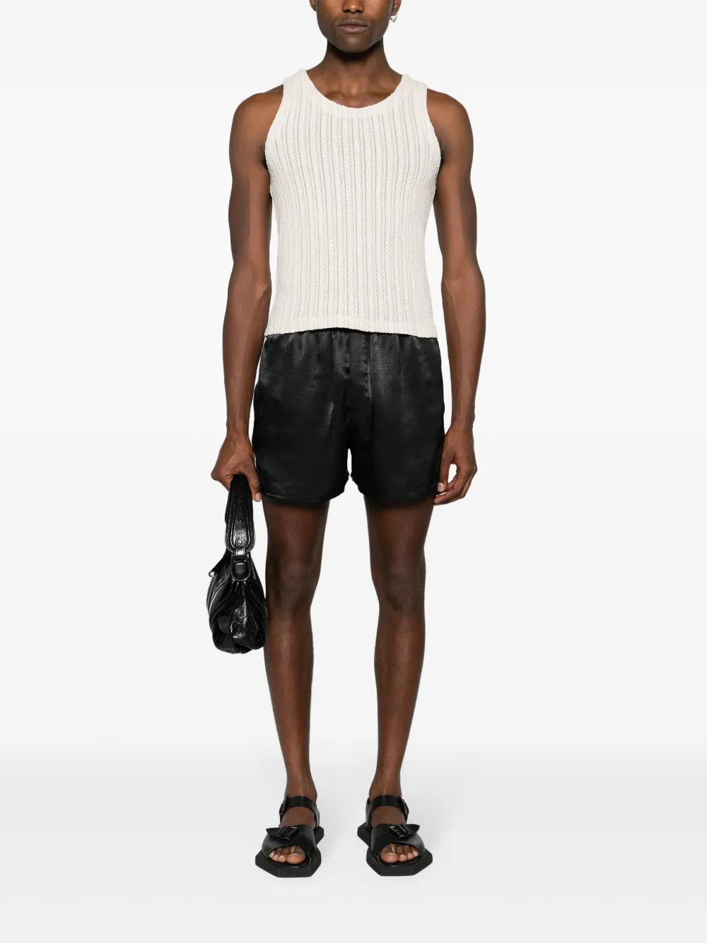 Open-Knit Cotton-Belnd Tank Top