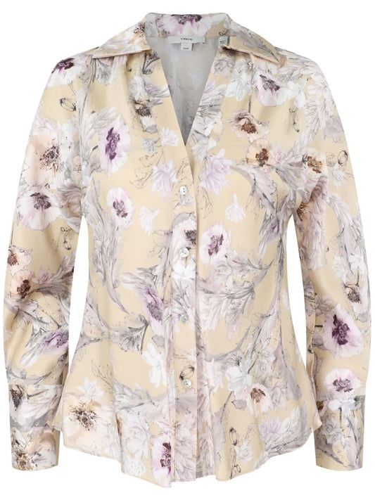 Floral-Print Silk Shirt
