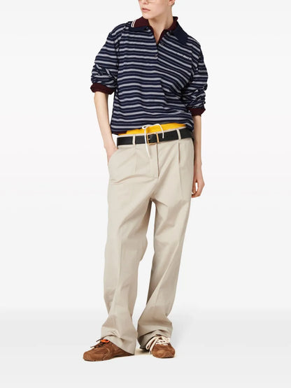 Logo-Print Striped Polo Top
