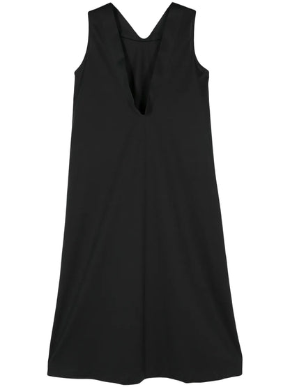 V-Neck Satin Midi Dress