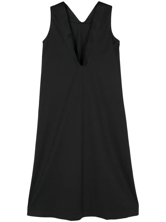 V-Neck Satin Midi Dress