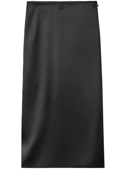 High-Waist Midi Silk Skirt