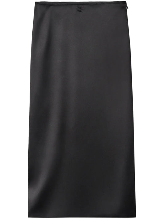 High-Waist Midi Silk Skirt