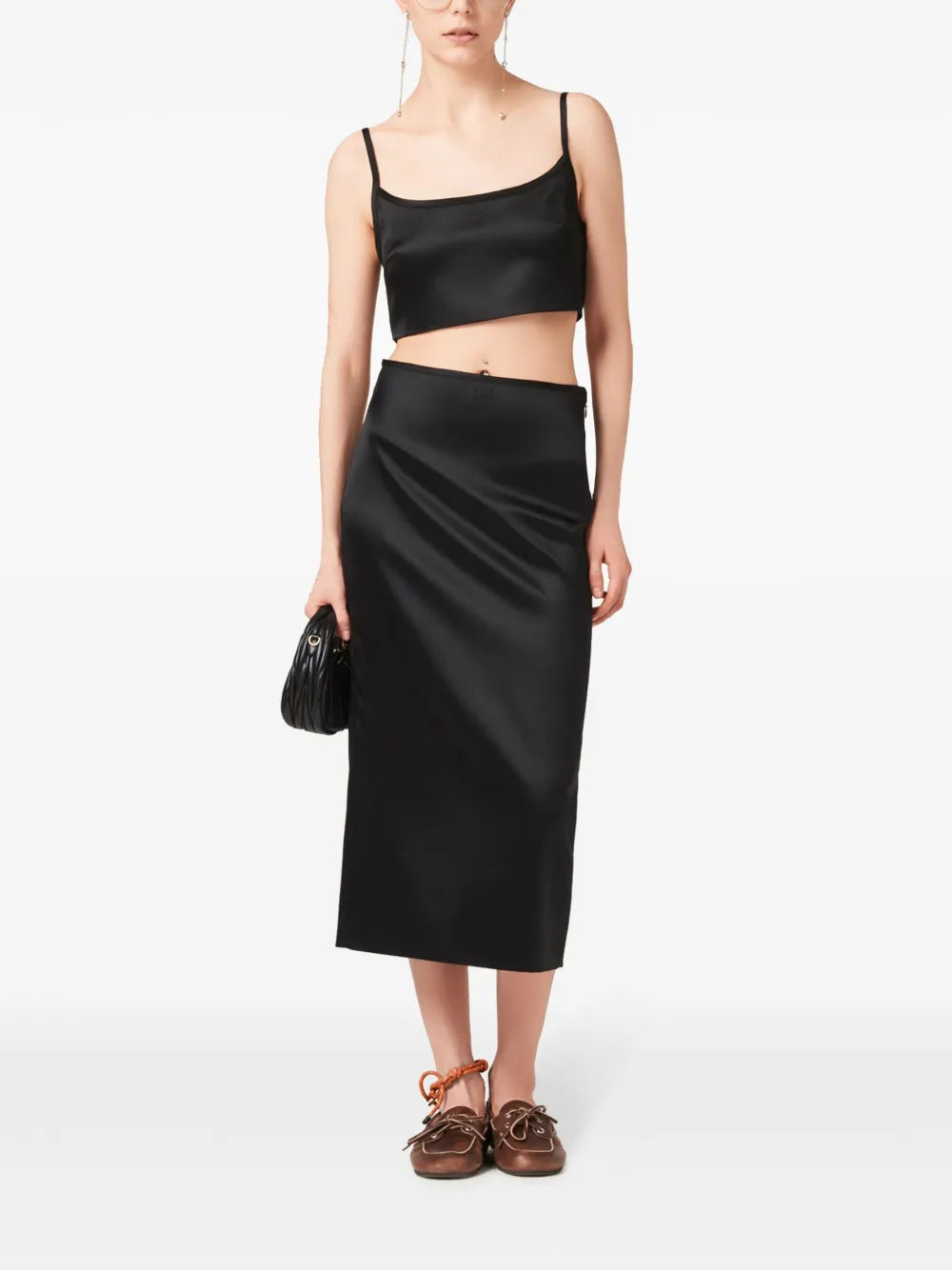 High-Waist Midi Silk Skirt