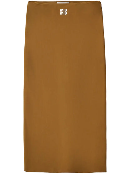 Rubberized-Logo Midi Skirt