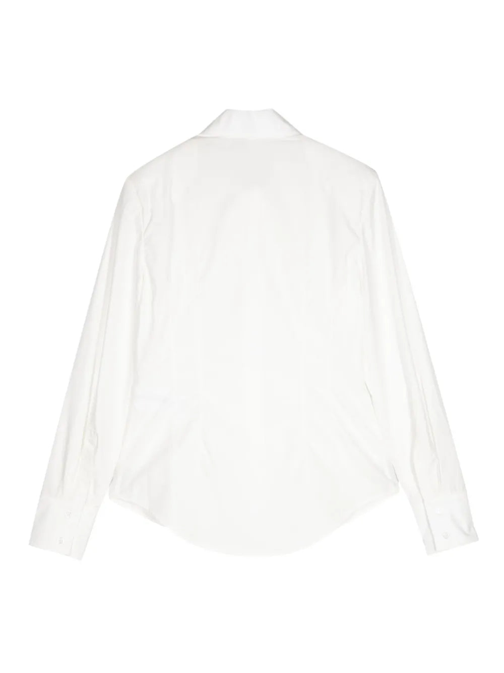 Front-Belt Long-Sleeve Cotton Shirt