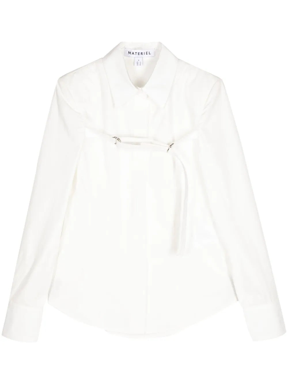 Front-Belt Long-Sleeve Cotton Shirt