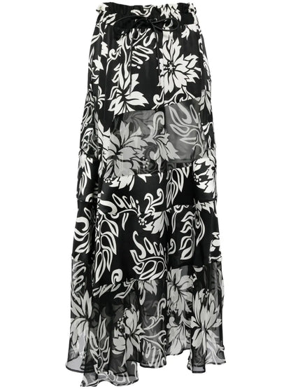 Floral-Print Pleated Midi Skirt