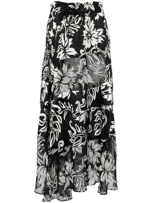 Floral-Print Pleated Midi Skirt