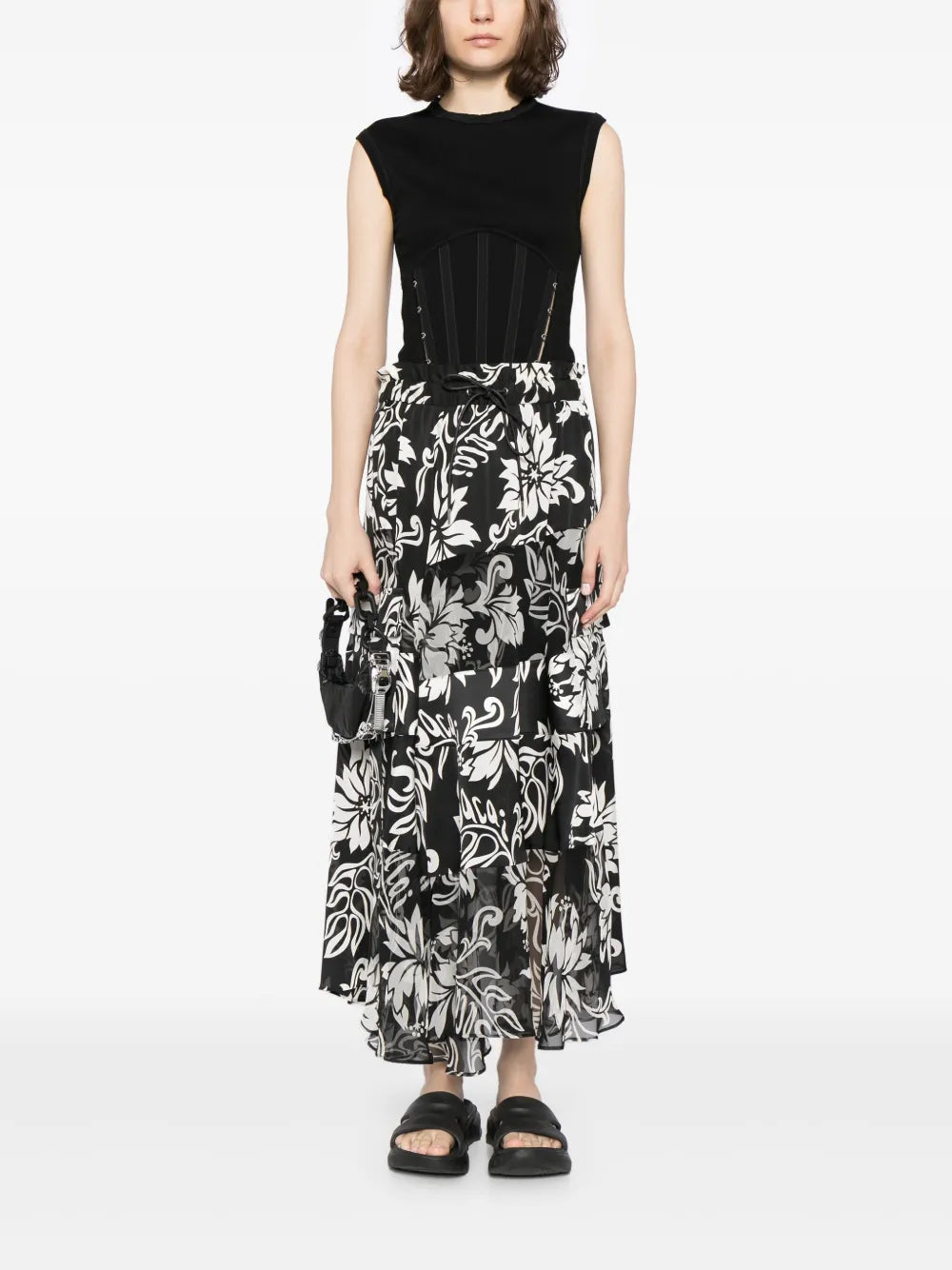 Floral-Print Pleated Midi Skirt