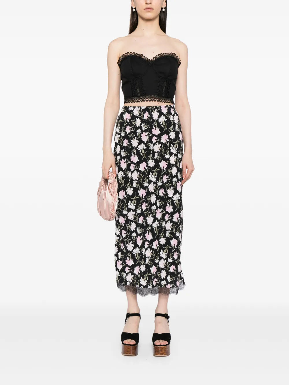 Castle Floral-Print Midi Skirt