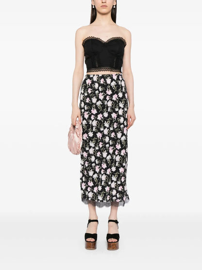 Castle Floral-Print Midi Skirt