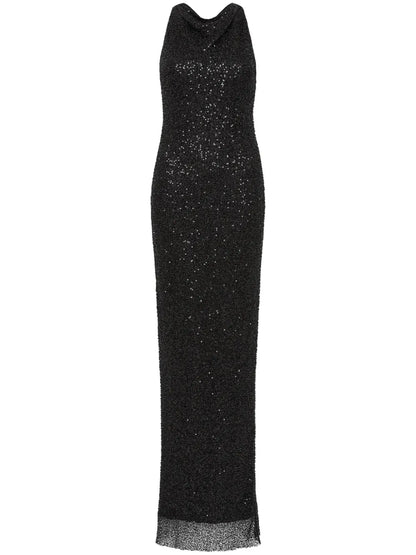 Nixie Sequin-Embellished Halterneck Gown