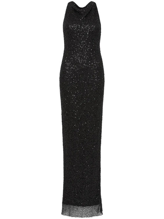 Nixie Sequin-Embellished Halterneck Gown