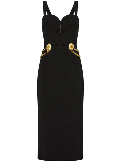 Chelsea Gold-Detail Midi Dress