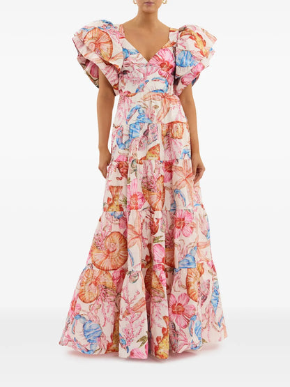 Summer Seas Floral-Print Gown