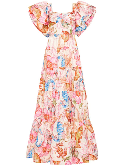 Summer Seas Floral-Print Gown
