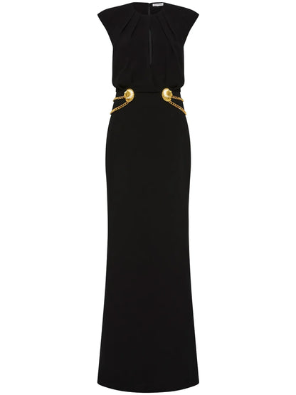 Chelsea Belt-Appliqué Gown