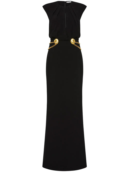 Chelsea Belt-Appliqué Gown