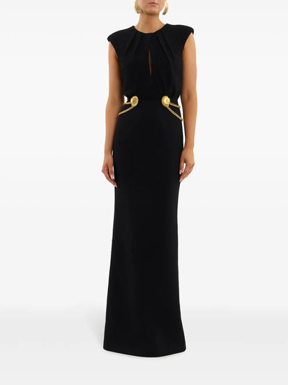 Chelsea Belt-Appliqué Gown