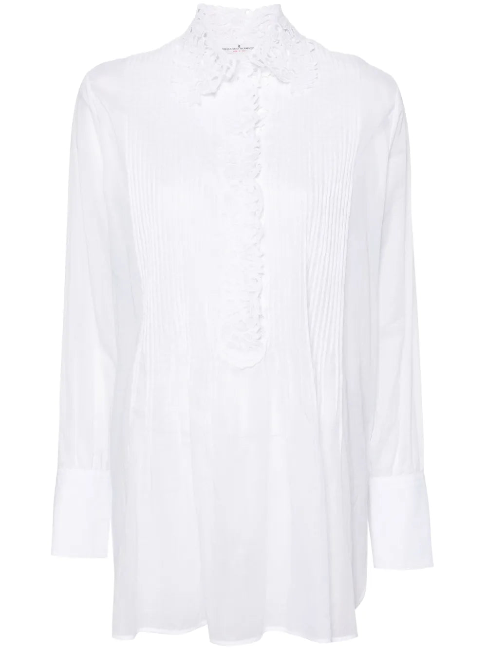 Floral-Embroidered Pleated Blouse