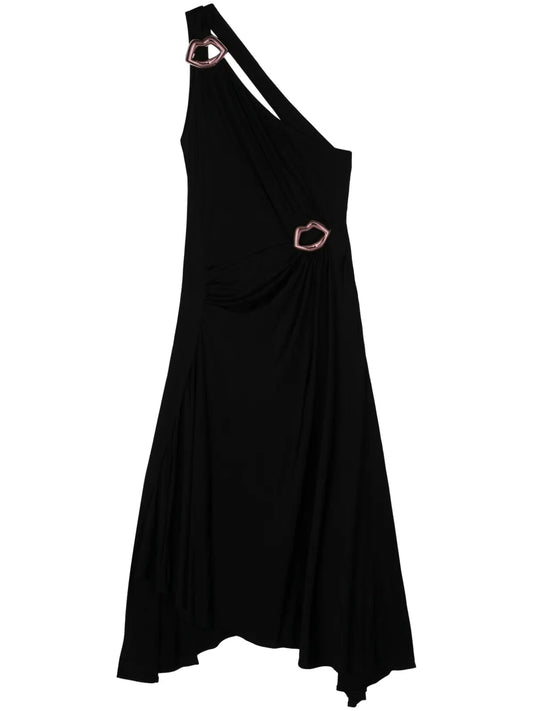 Lips-Motif Asymmetric Midi Dress