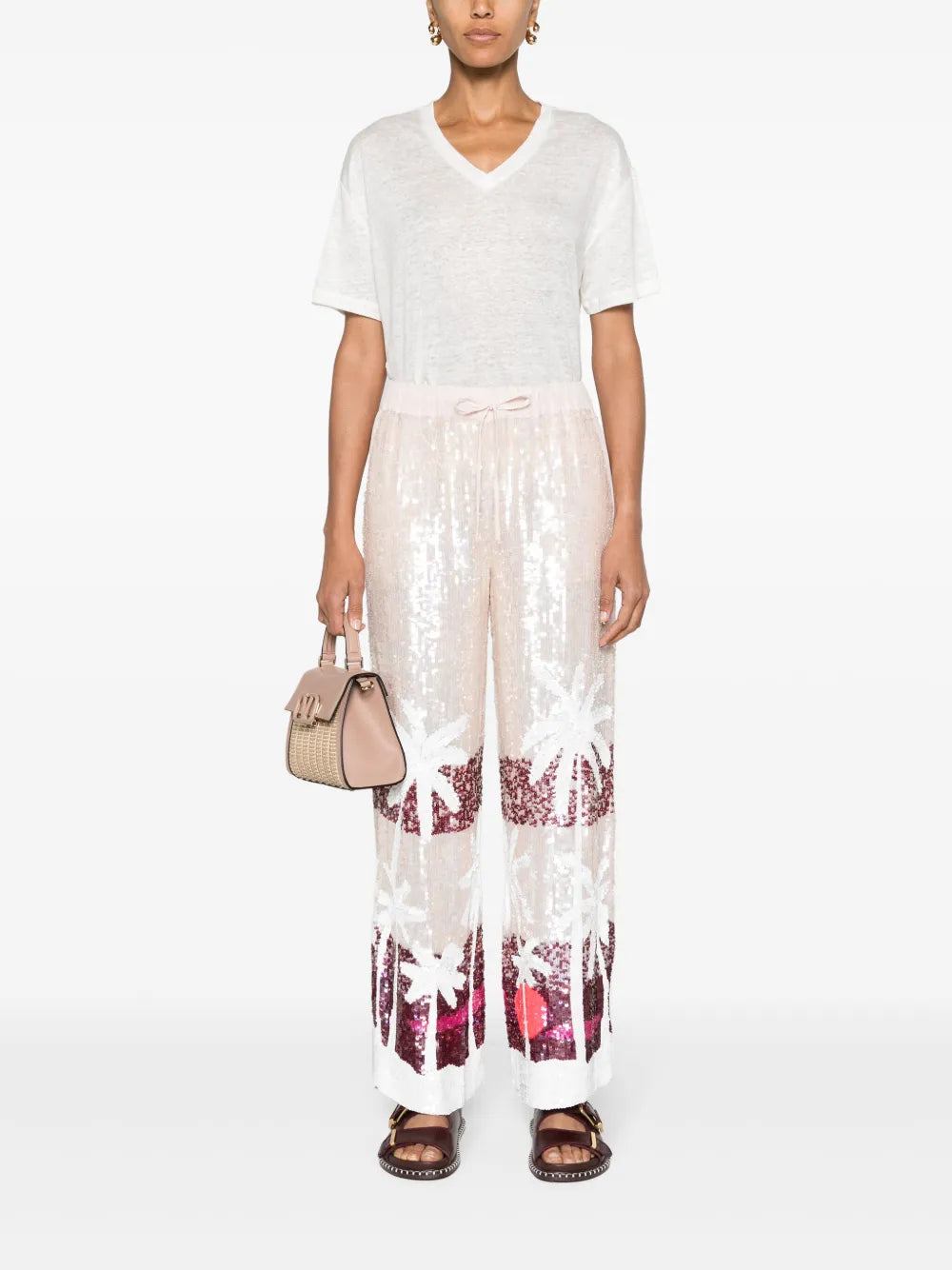 Sequinned Straight-Leg Trousers
