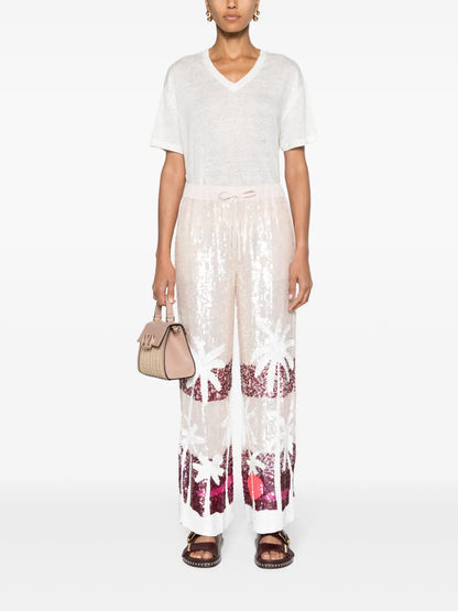 Sequinned Straight-Leg Trousers