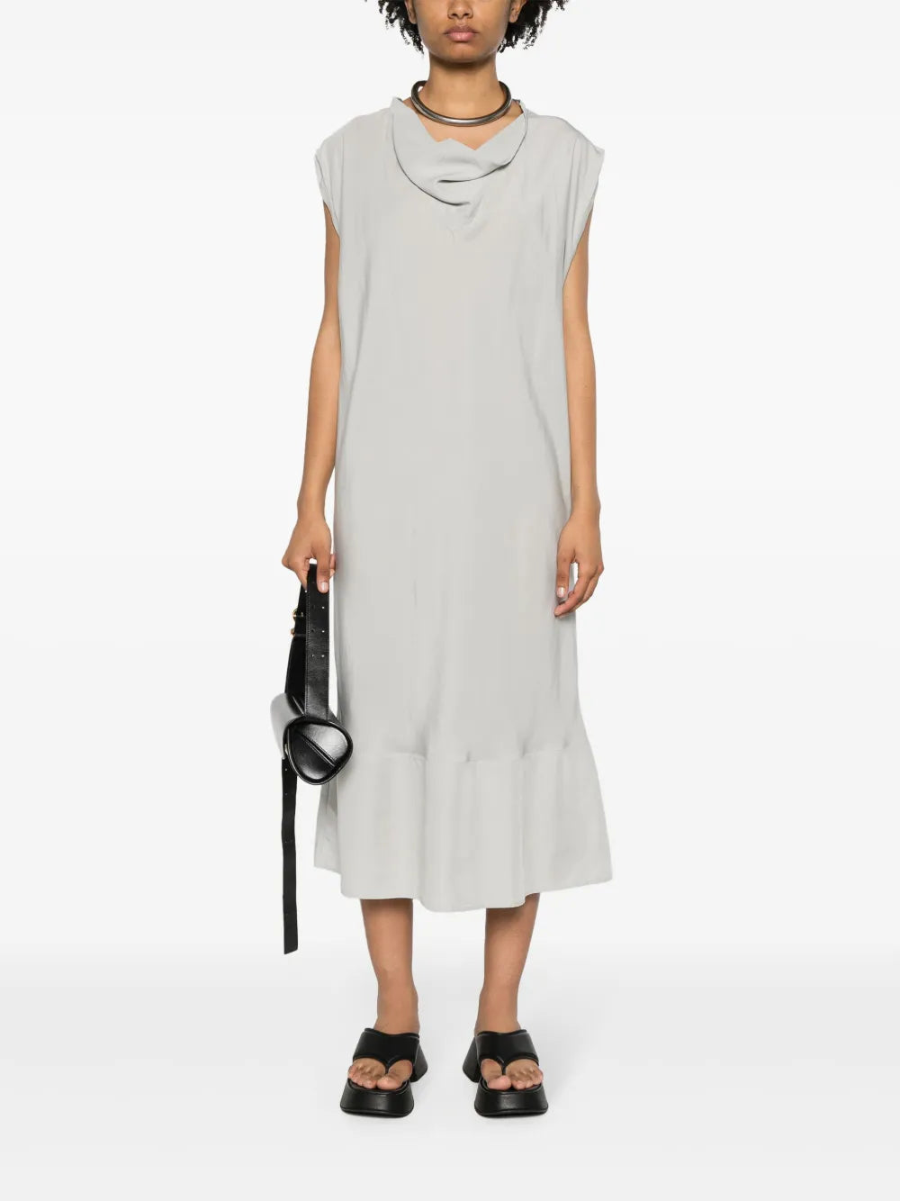 Cowl-Neck Sleeveless Midi Dress