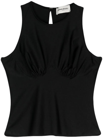 Bustier-Detail Open-Back Tank Top