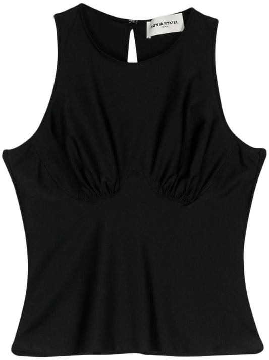 Bustier-Detail Open-Back Tank Top