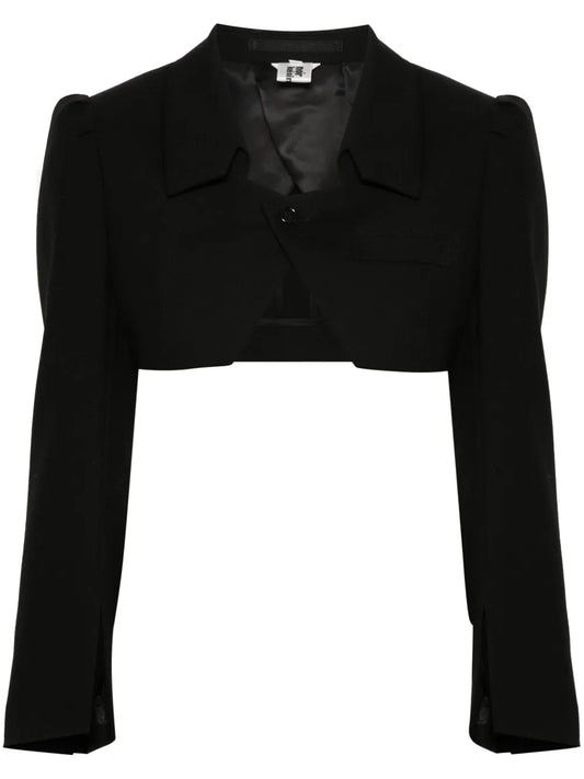 Wool Cropped Single-Breasted Blazer